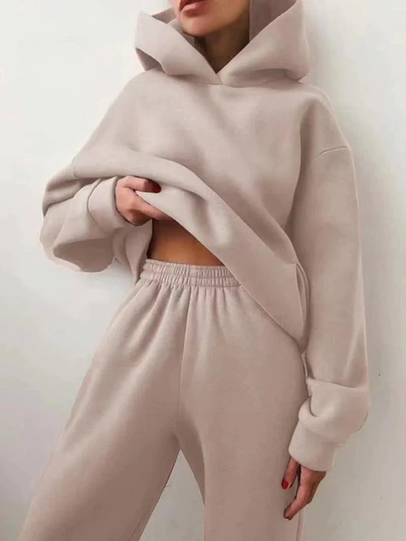 Clarivae two-piece tracksuit set featuring a stylish hoodie and matching joggers in a comfortable, casual design.