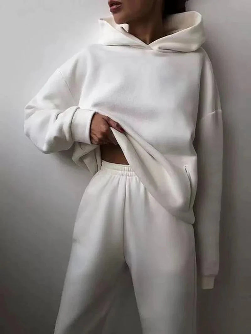 Clarivae two-piece tracksuit set featuring a matching hoodie and joggers in a comfortable athletic style.