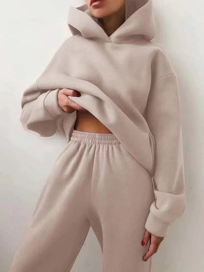 Clarivae two-piece tracksuit set featuring a stylish hoodie and matching joggers in a comfortable, casual design.