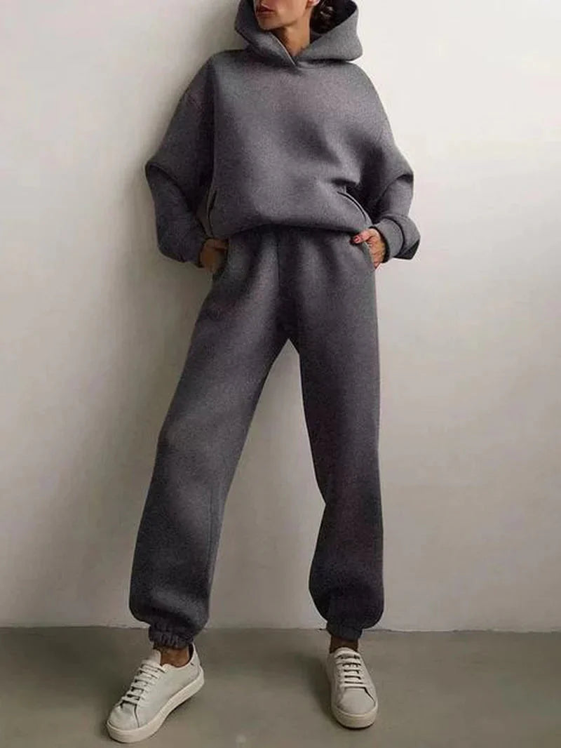 Clarivae two-piece tracksuit set with a comfortable hoodie and matching jogger pants, in a stylish, casual fit.