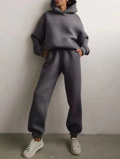 Clarivae two-piece tracksuit set with a comfortable hoodie and matching jogger pants, in a stylish, casual fit.